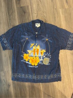 Big Dog Hawaiian Shirt with Yellow Pineapple Print